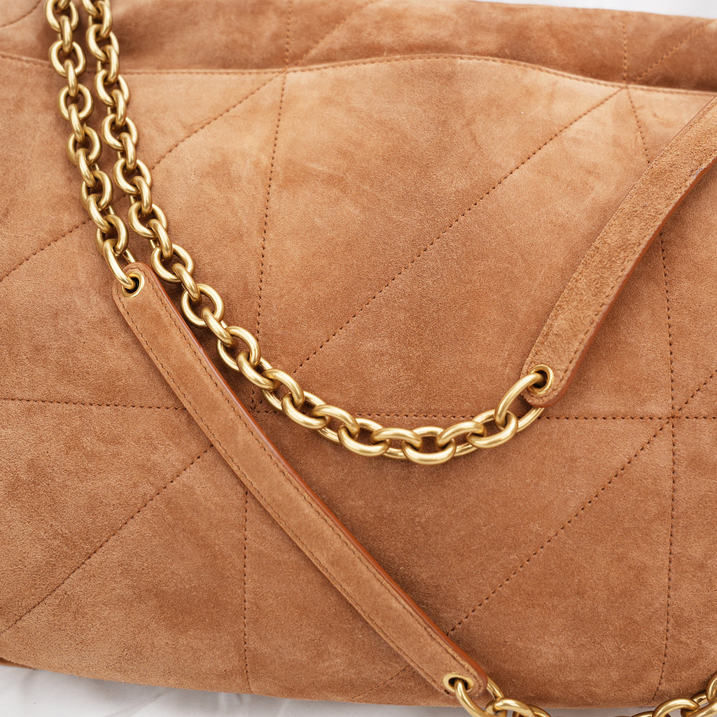 Saint Laurent Borsa a Spalla Jamie Grande in Pelle Scamosciata Trapuntata Tan