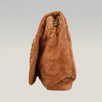 Saint Laurent Borsa a Spalla Jamie Grande in Pelle Scamosciata Trapuntata Tan