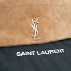 Saint Laurent Borsa a Spalla Jamie Grande in Pelle Scamosciata Trapuntata Tan
