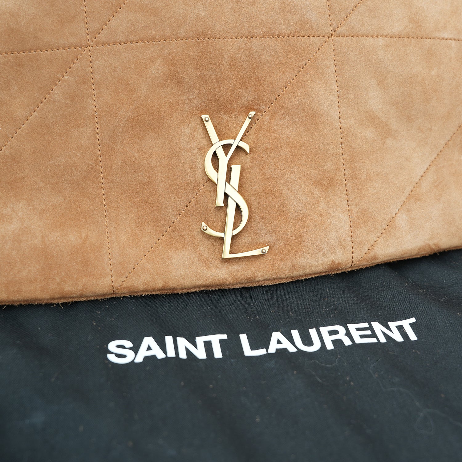 Saint Laurent Borsa a Spalla Jamie Grande in Pelle Scamosciata Trapuntata Tan