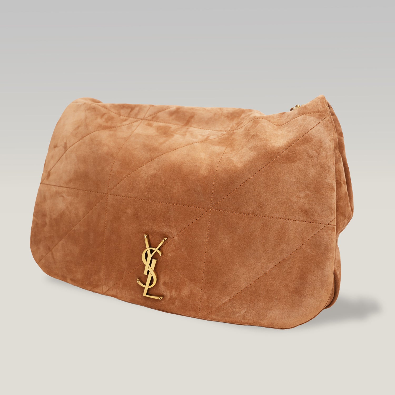 Saint Laurent Borsa a Spalla Jamie Grande in Pelle Scamosciata Trapuntata Tan