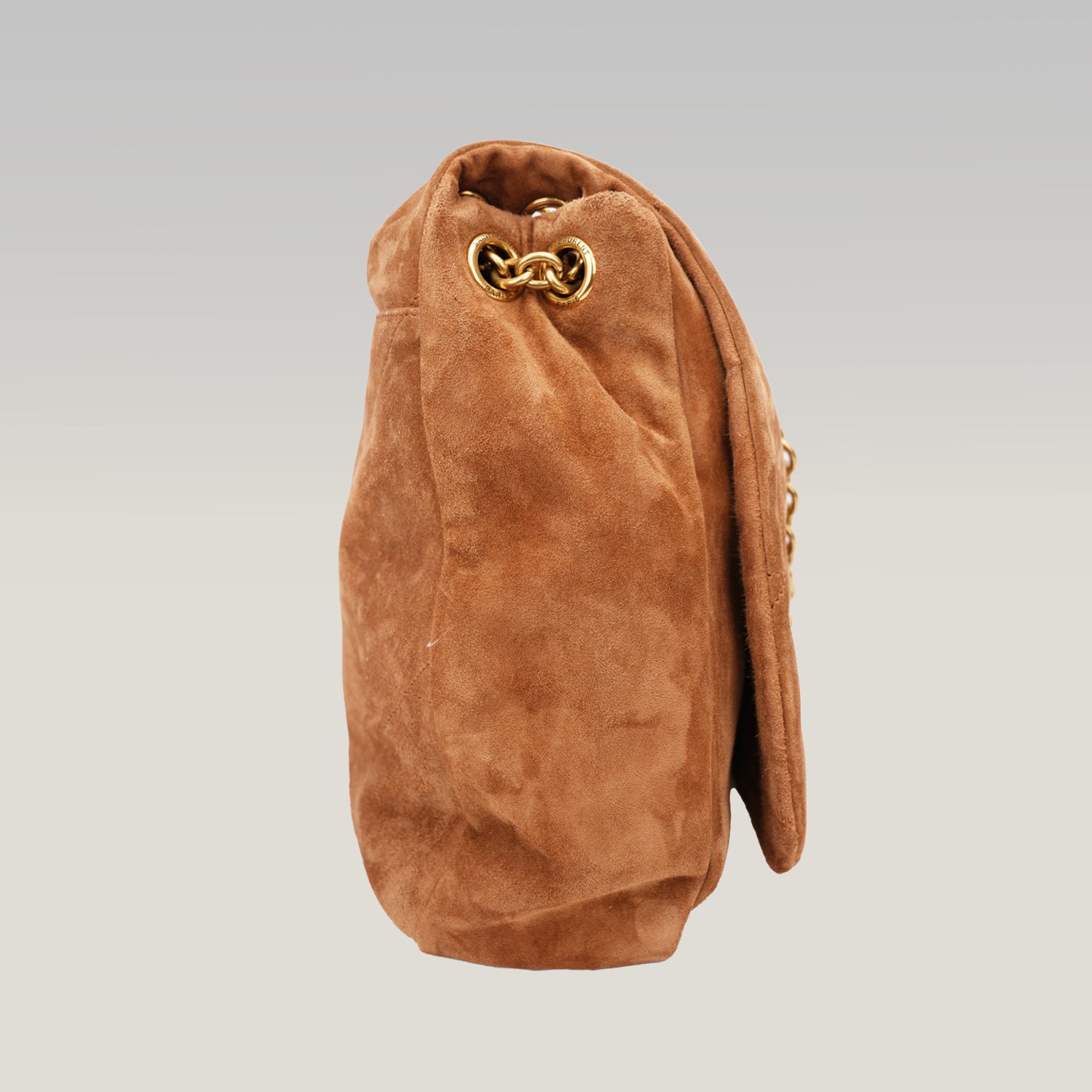 Saint Laurent Borsa a Spalla Jamie Grande in Pelle Scamosciata Trapuntata Tan