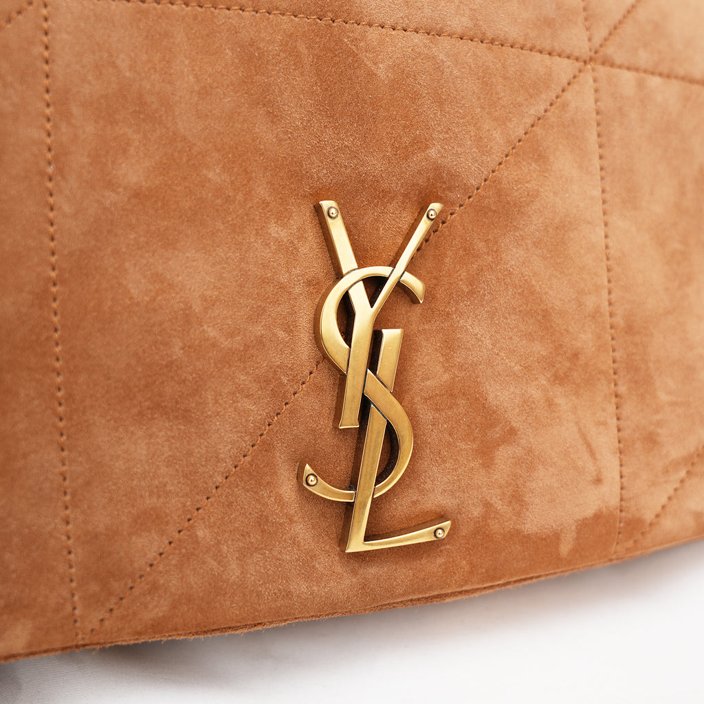 Saint Laurent Borsa a Spalla Jamie Grande in Pelle Scamosciata Trapuntata Tan