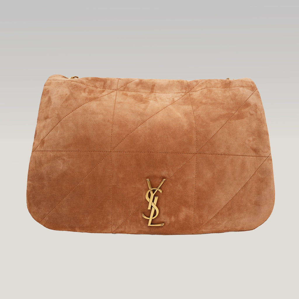 Saint Laurent Borsa a Spalla Jamie Grande in Pelle Scamosciata Trapuntata Tan