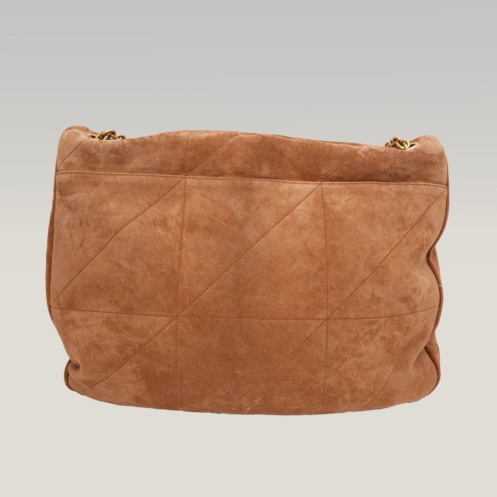 Saint Laurent Borsa a Spalla Jamie Grande in Pelle Scamosciata Trapuntata Tan
