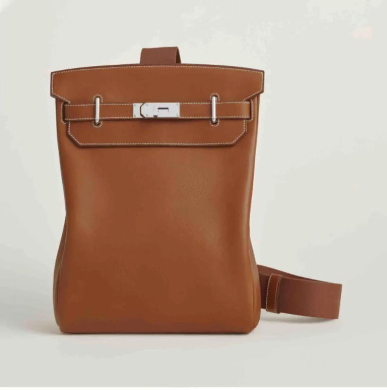 Hermès HAC à Dos grande zaino color Gold con ferramenta argentata