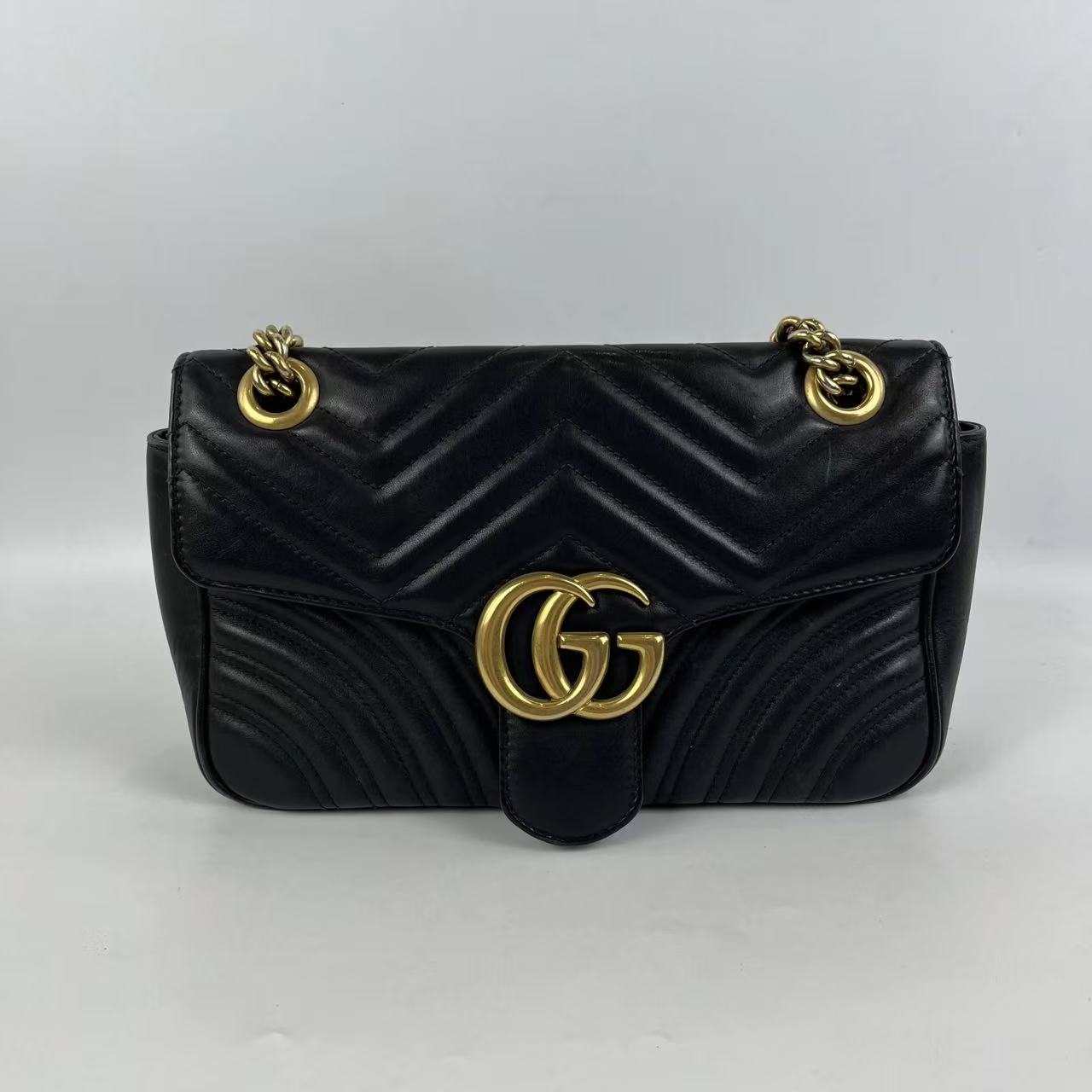 Gucci Marmont 26 Borsa a Spalla Nera in Pelle