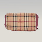 Burberry Borsa Tote Canterbury in Tela Haymarket Check con Finiture in Pelle