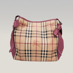 Burberry Borsa Tote Canterbury in Tela Haymarket Check con Finiture in Pelle