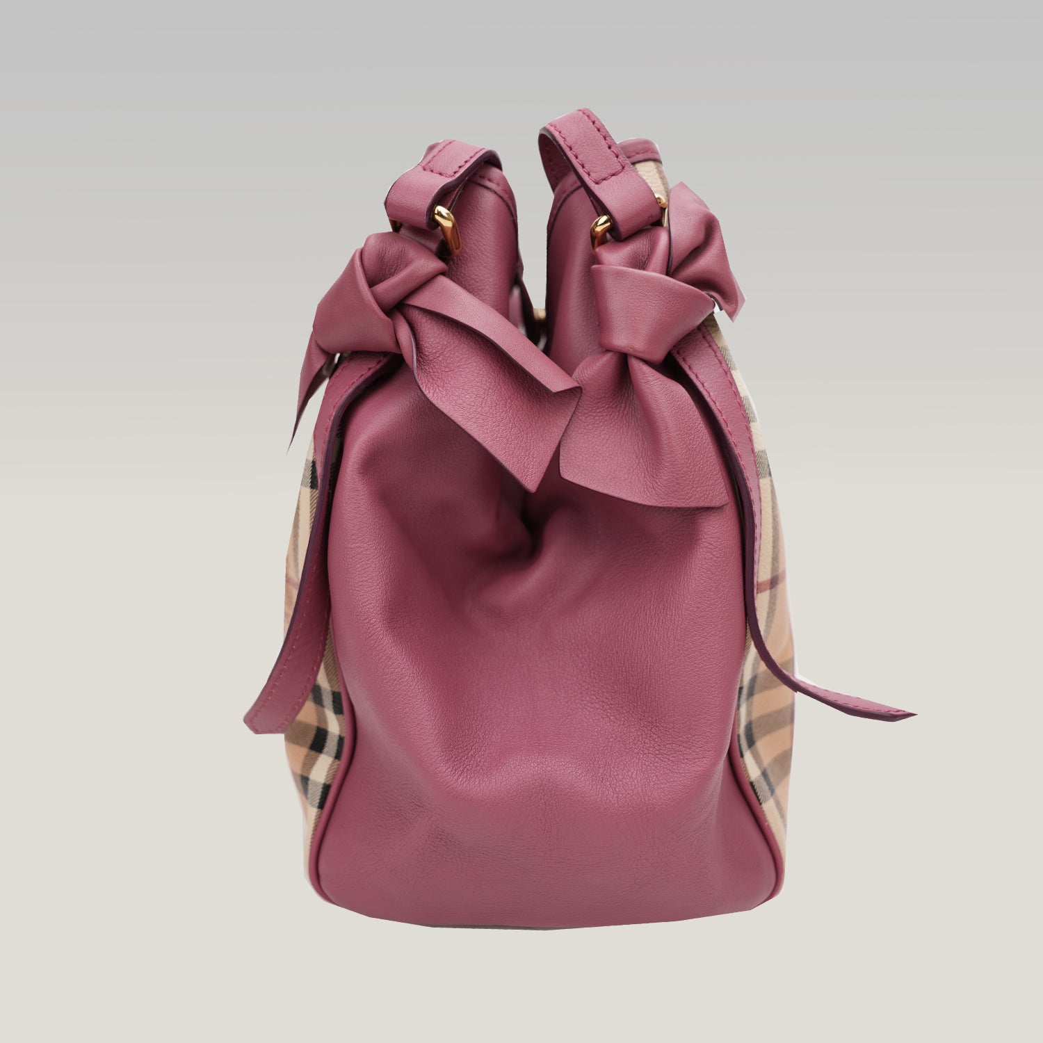 Burberry Borsa Tote Canterbury in Tela Haymarket Check con Finiture in Pelle