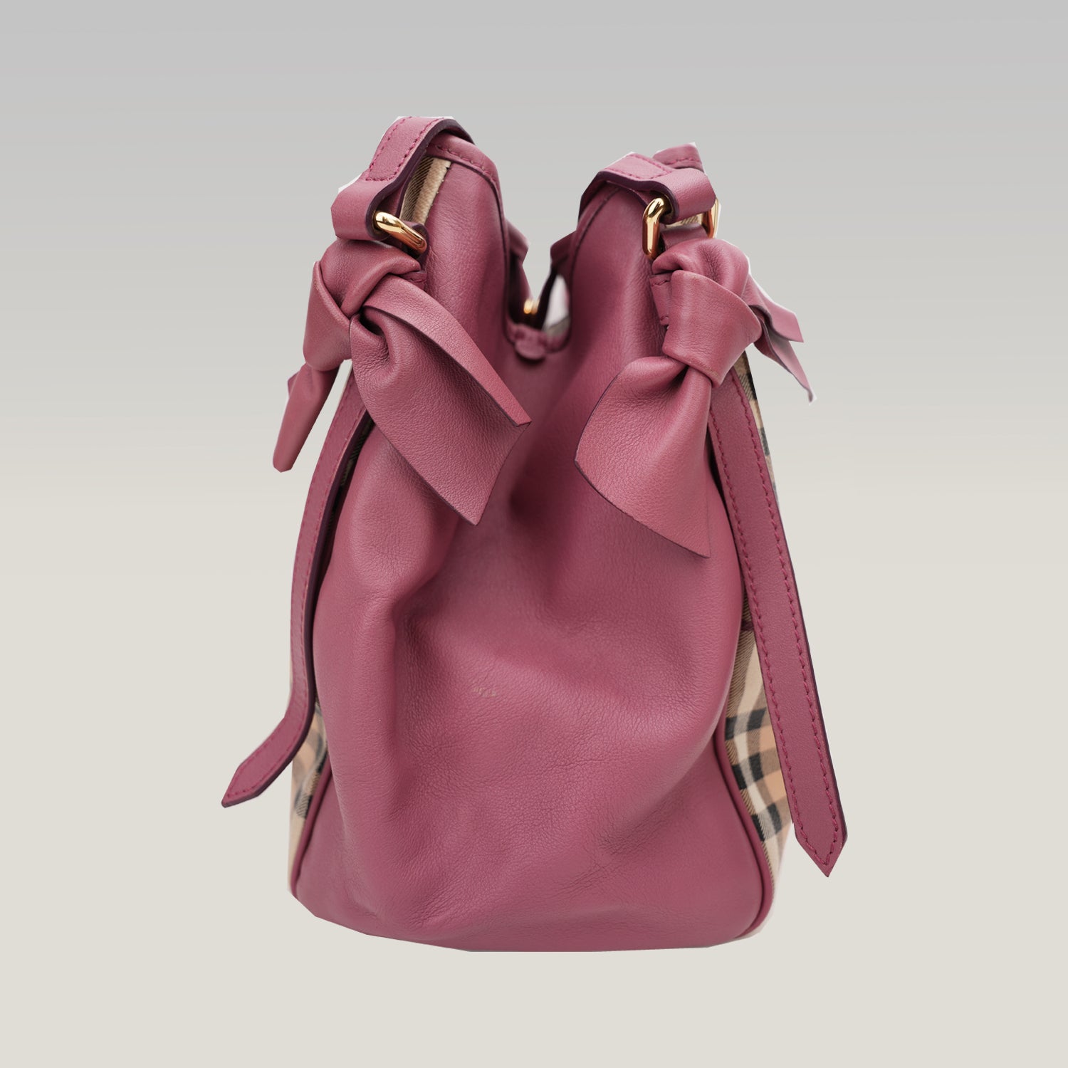 Burberry Borsa Tote Canterbury in Tela Haymarket Check con Finiture in Pelle