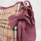 Burberry Borsa Tote Canterbury in Tela Haymarket Check con Finiture in Pelle