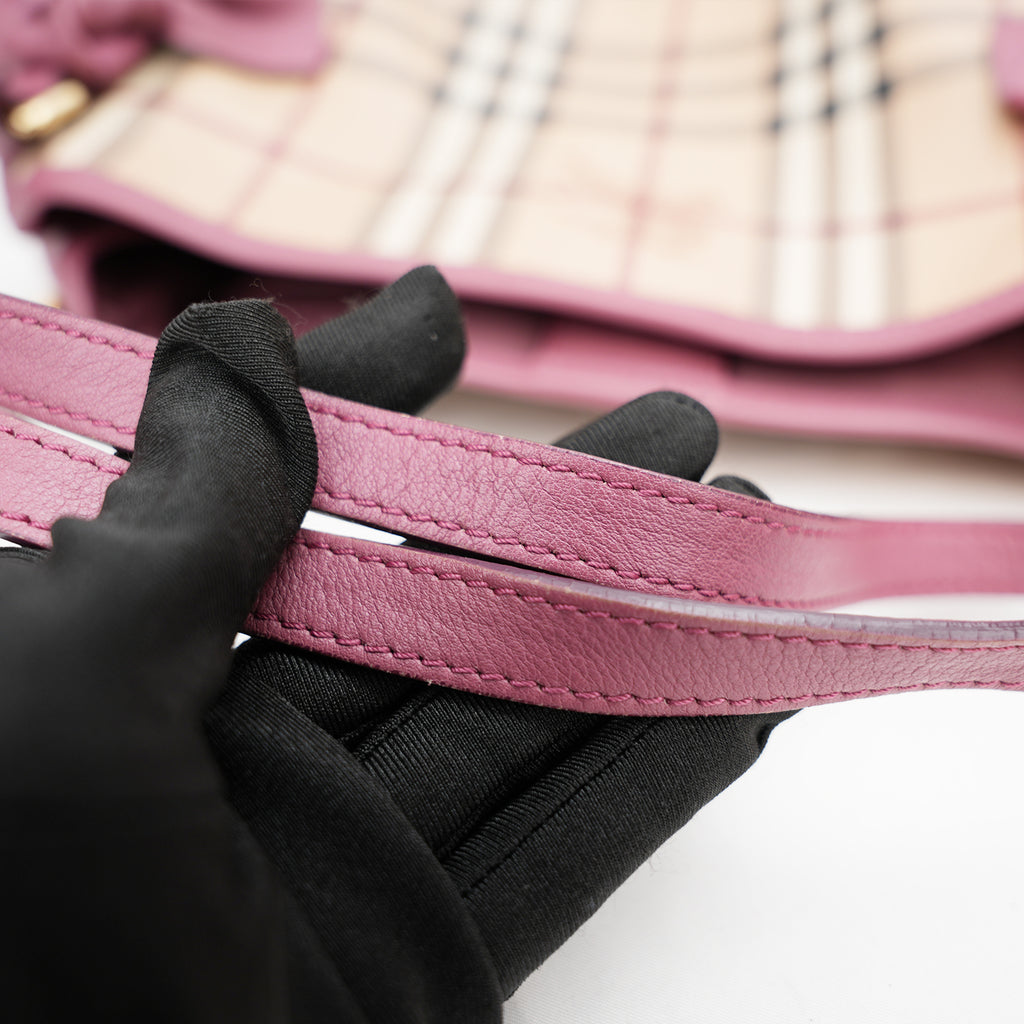 Burberry Borsa Tote Canterbury in Tela Haymarket Check con Finiture in Pelle