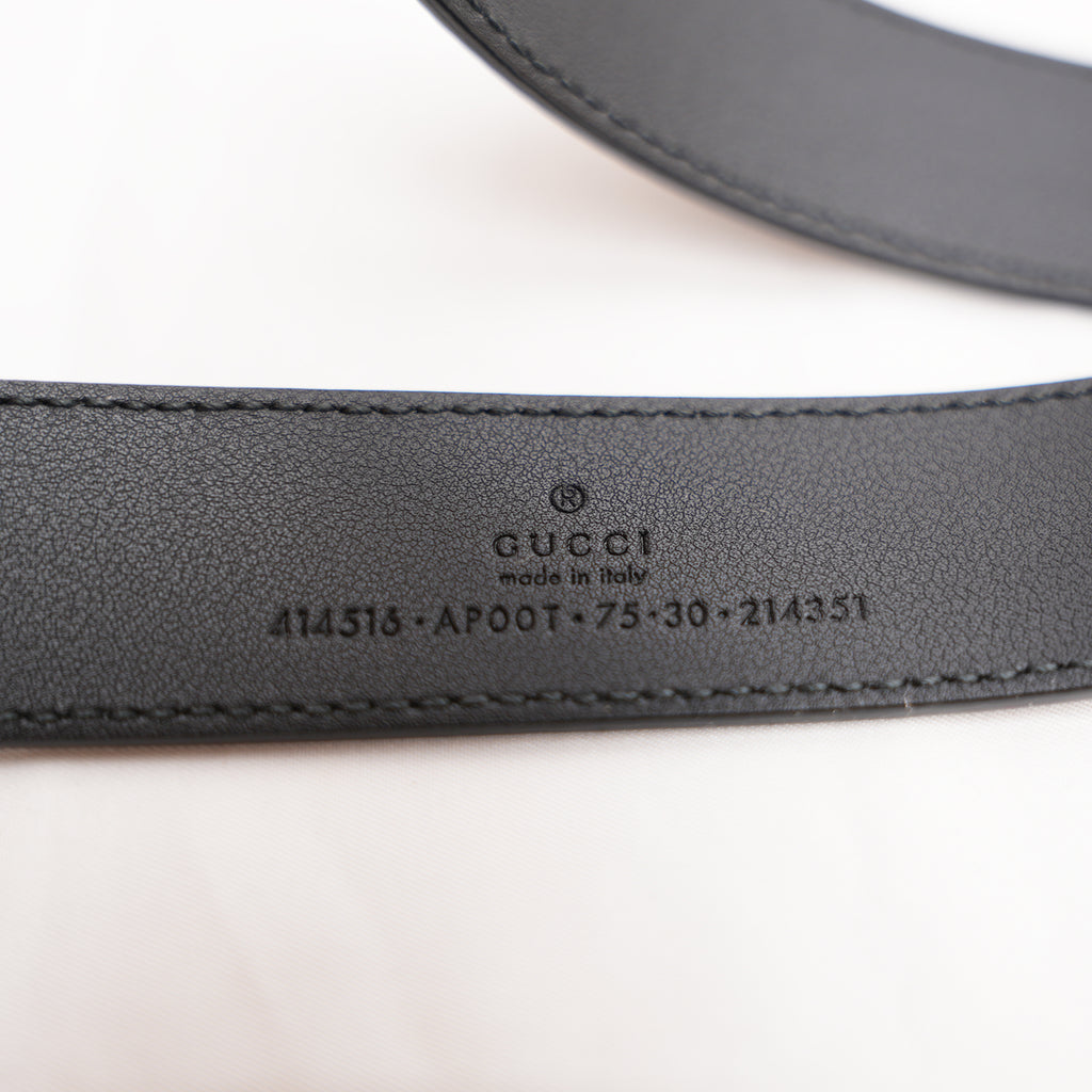 Gucci Women's Black Leather Belt with Vintage Gold Double G Buckle