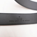 Gucci Women's Black Leather Belt with Vintage Gold Double G Buckle