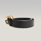 Gucci Women's Black Leather Belt with Vintage Gold Double G Buckle