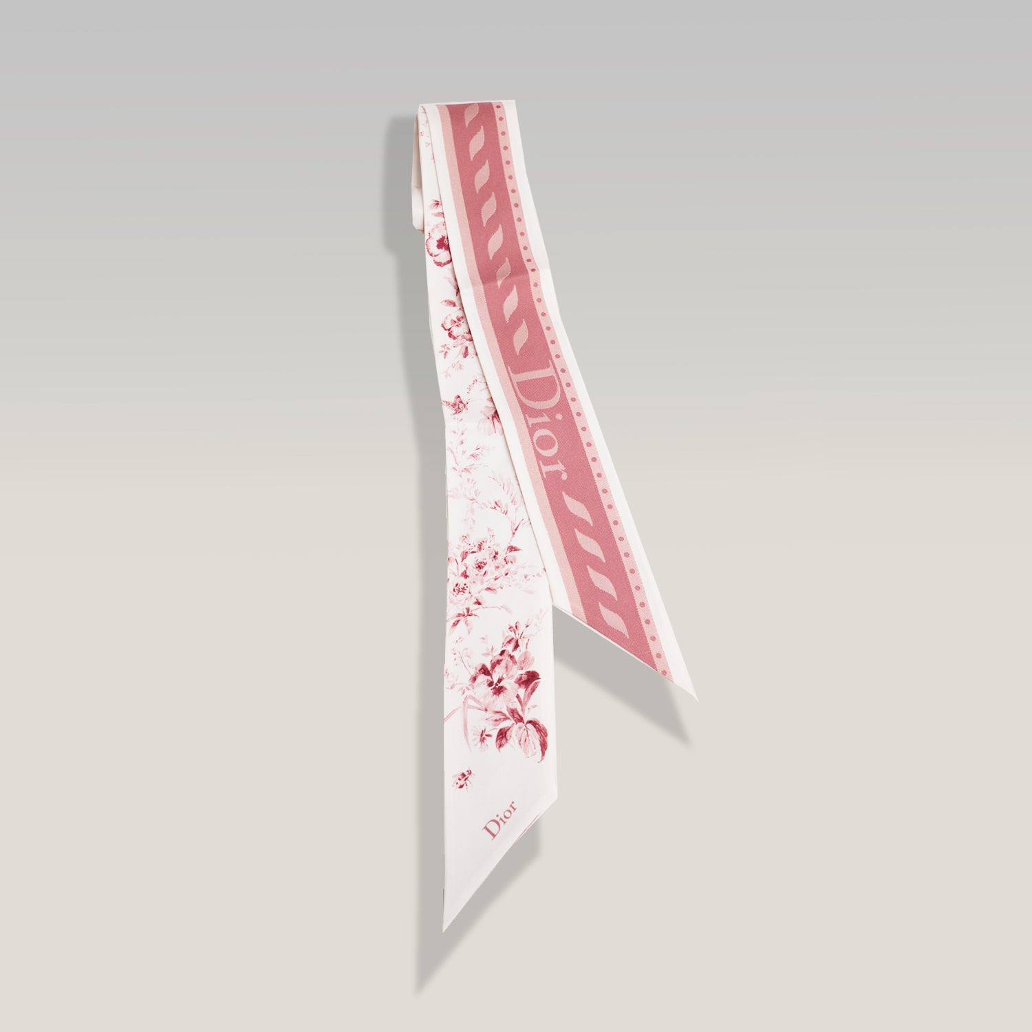 Dior Twilly in Seta Rosa con Motivo Floreale –Come Nuovo