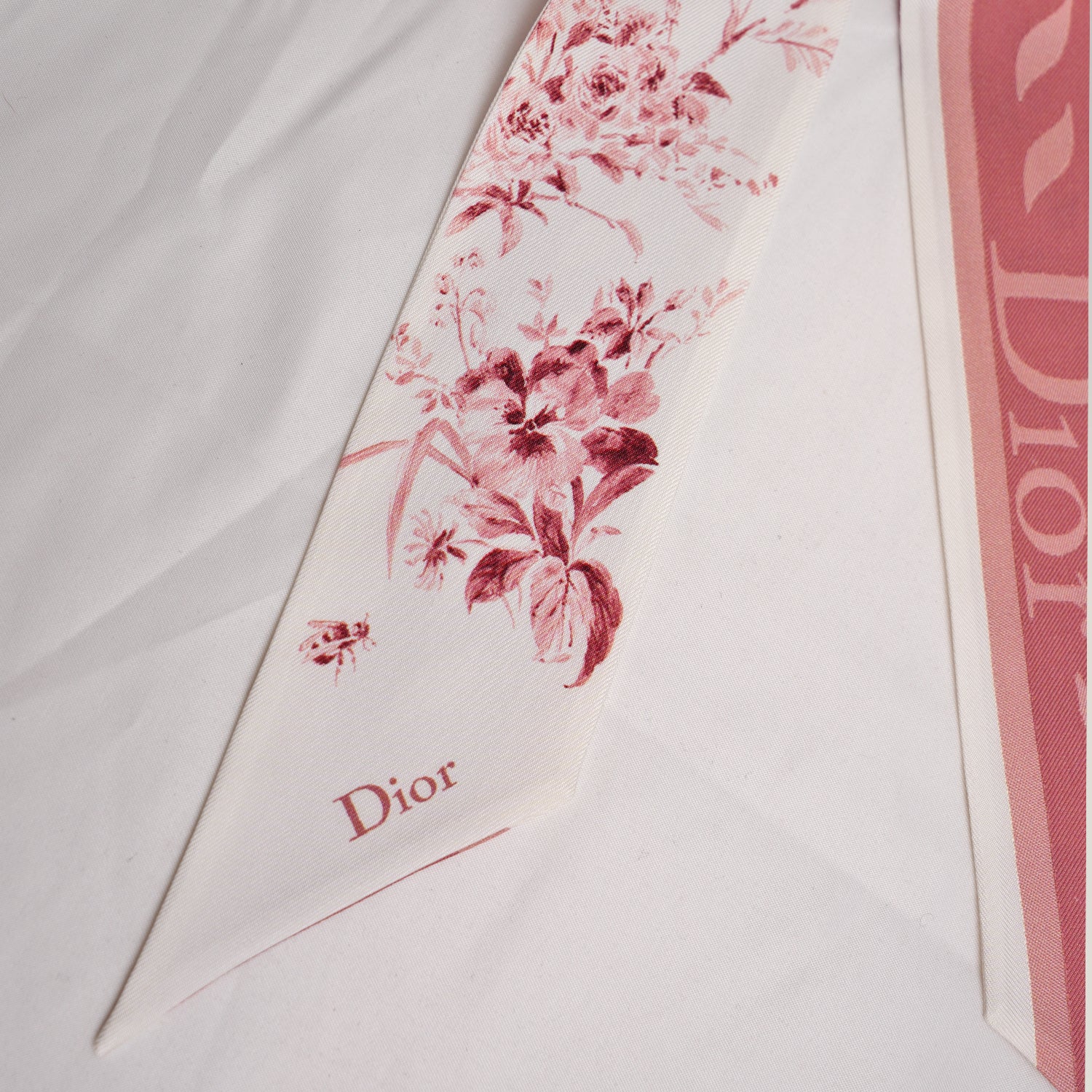 Dior Twilly in Seta Rosa con Motivo Floreale –Come Nuovo