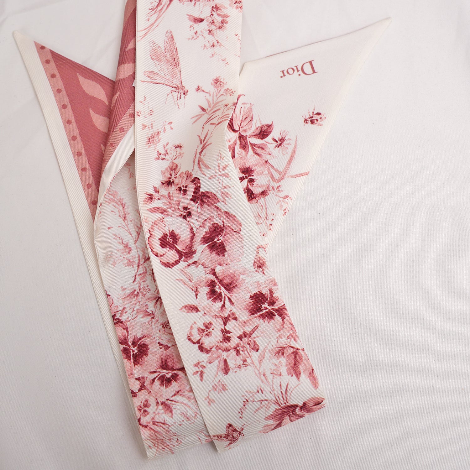 Dior Twilly in Seta Rosa con Motivo Floreale –Come Nuovo