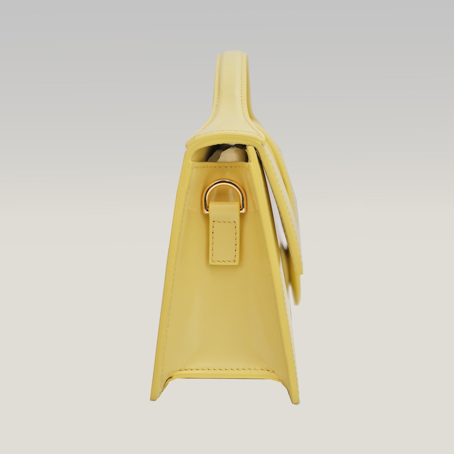Jacquemus Le Grand Bambino Giallo Chiaro Lucido con Logo Oro