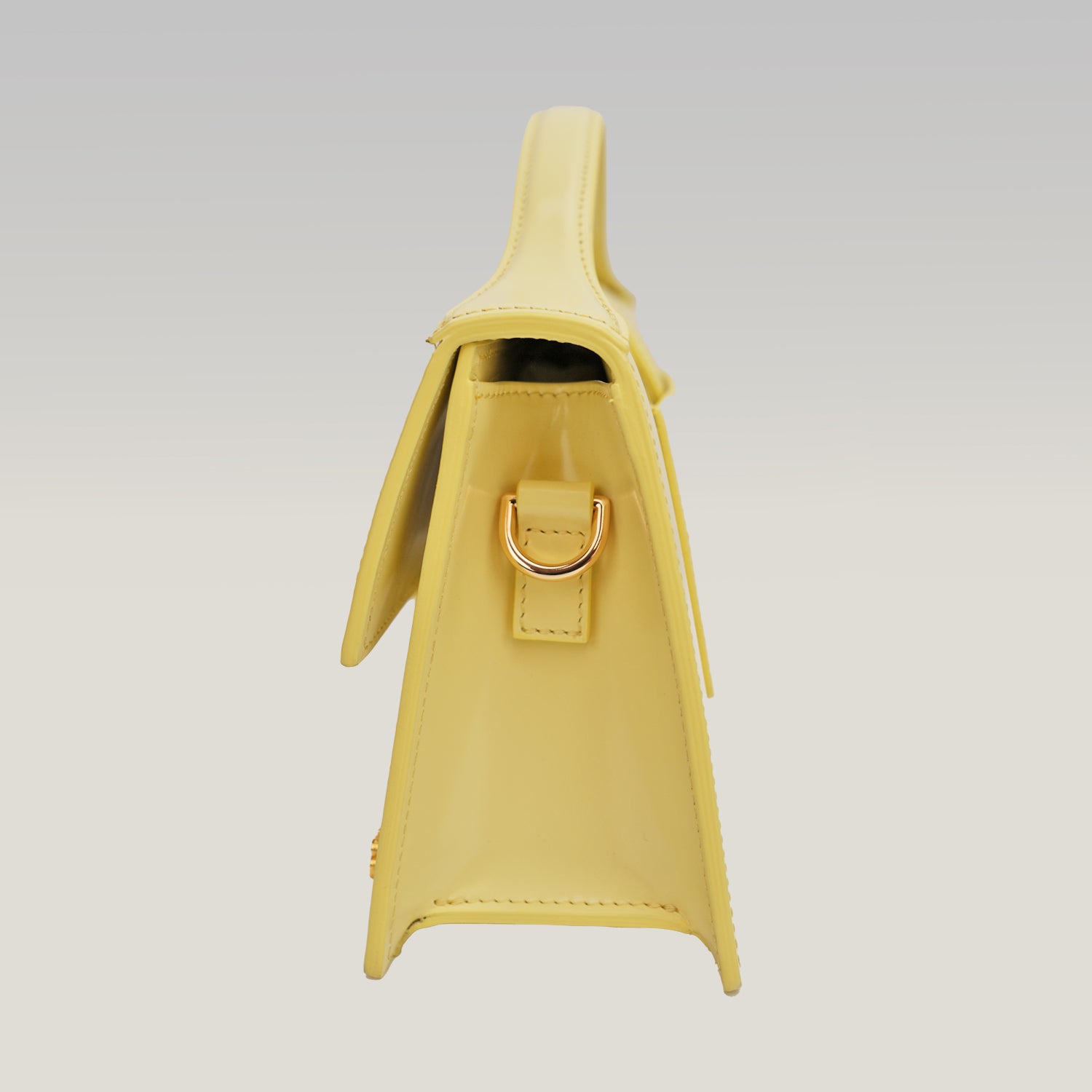 Jacquemus Le Grand Bambino Giallo Chiaro Lucido con Logo Oro