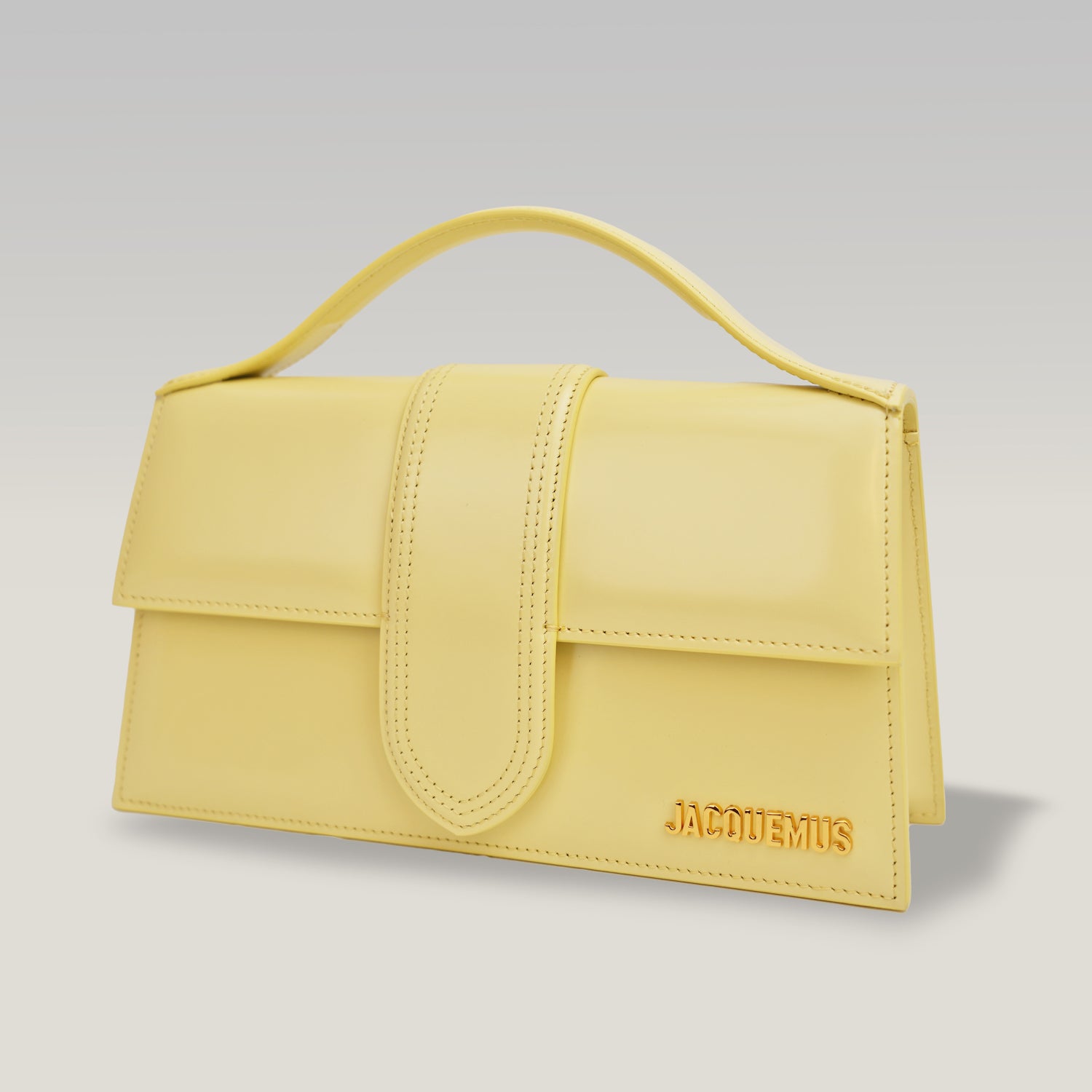 Jacquemus Le Grand Bambino Giallo Chiaro Lucido con Logo Oro
