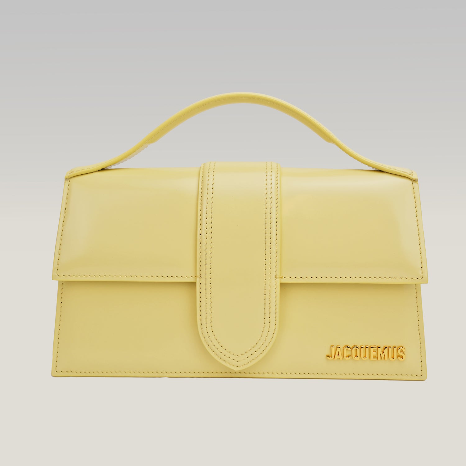 Jacquemus Le Grand Bambino Giallo Chiaro Lucido con Logo Oro