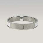 Hermès Bracciale Clic H Bianco e Argento in Smalto con Logo H Iconico
