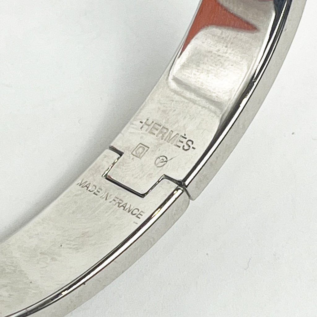 Hermès Bracciale Clic H Bianco e Argento in Smalto con Logo H Iconico