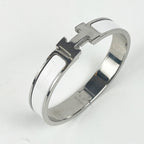 Hermès Bracciale Clic H Bianco e Argento in Smalto con Logo H Iconico