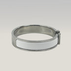 Hermès Bracciale Clic H Bianco e Argento in Smalto con Logo H Iconico