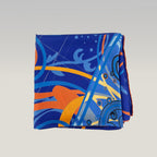 Hermès Blue Multicolor Silk Carré Scarf with Abstract Motif