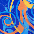 Hermès Blue Multicolor Silk Carré Scarf with Abstract Motif