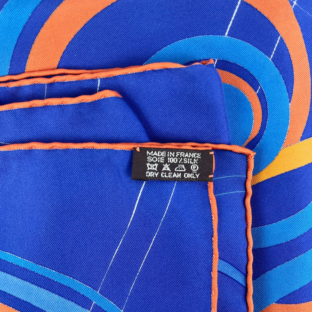 Hermès Blue Multicolor Silk Carré Scarf with Abstract Motif