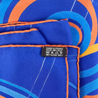 Hermès Blue Multicolor Silk Carré Scarf with Abstract Motif