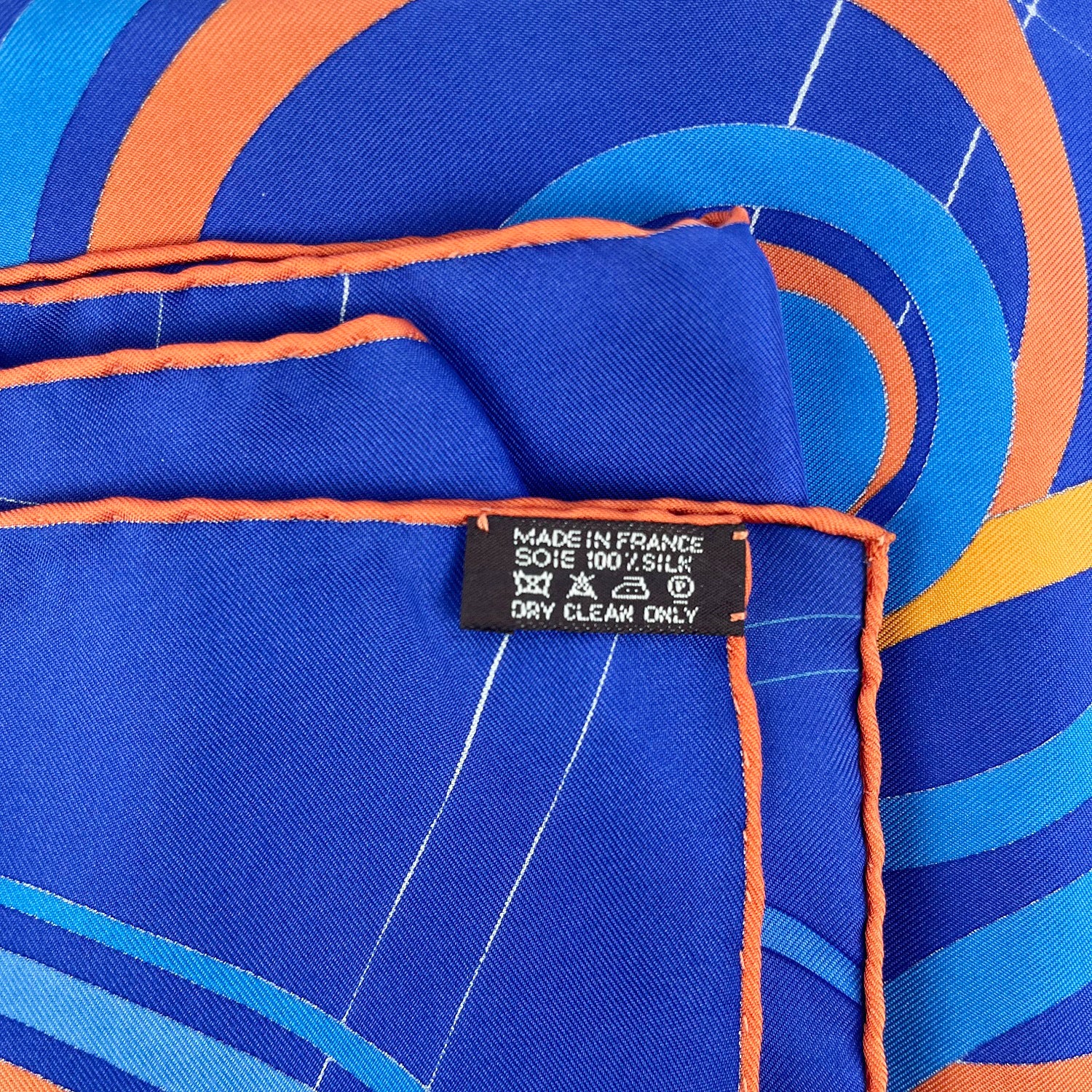 Hermès Blue Multicolor Silk Carré Scarf with Abstract Motif