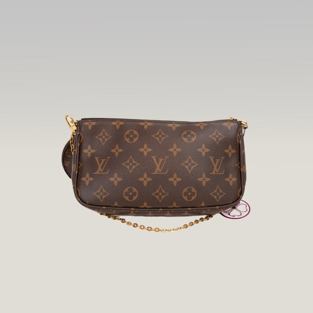 Louis Vuitton Multi Pochette Accessoires Monogram in Tela Cerata e Pelle Marrone