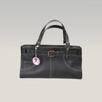 Christian Dior Vintage Tote Orizzontale in Pelle Nera con Cintura