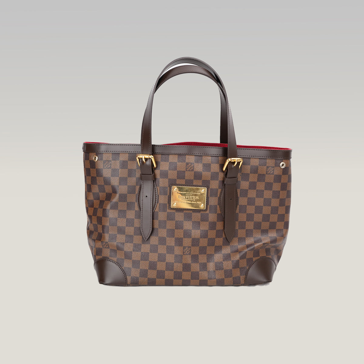 Louis Vuitton Hampstead GM Damier Ebene in Tela Cerata Marrone
