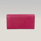 Prada Portafoglio Continental in Pelle Saffiano Rosa Tamaris con Catena Dorata