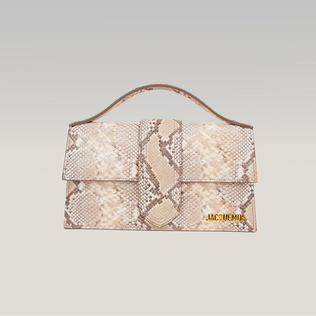 Jacquemus Le Grand Bambino Python Embossed Leather Medium Crossbody Bag Beige