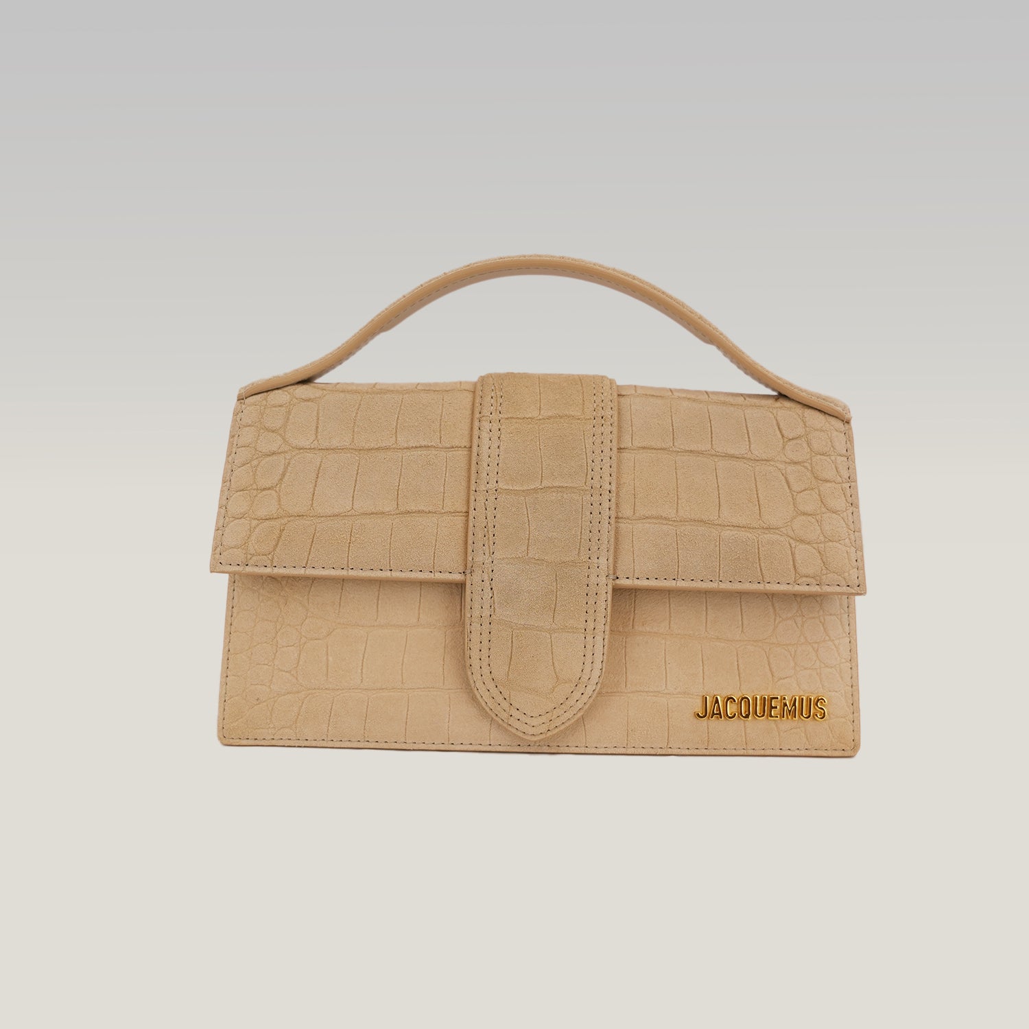Jacquemus Borsa a Mano in Camoscio Beige Effetto Coccodrillo