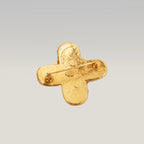 Chanel Spilla Vintage in Lega Metallica Dorata con Logo CC e Motivo Camelia