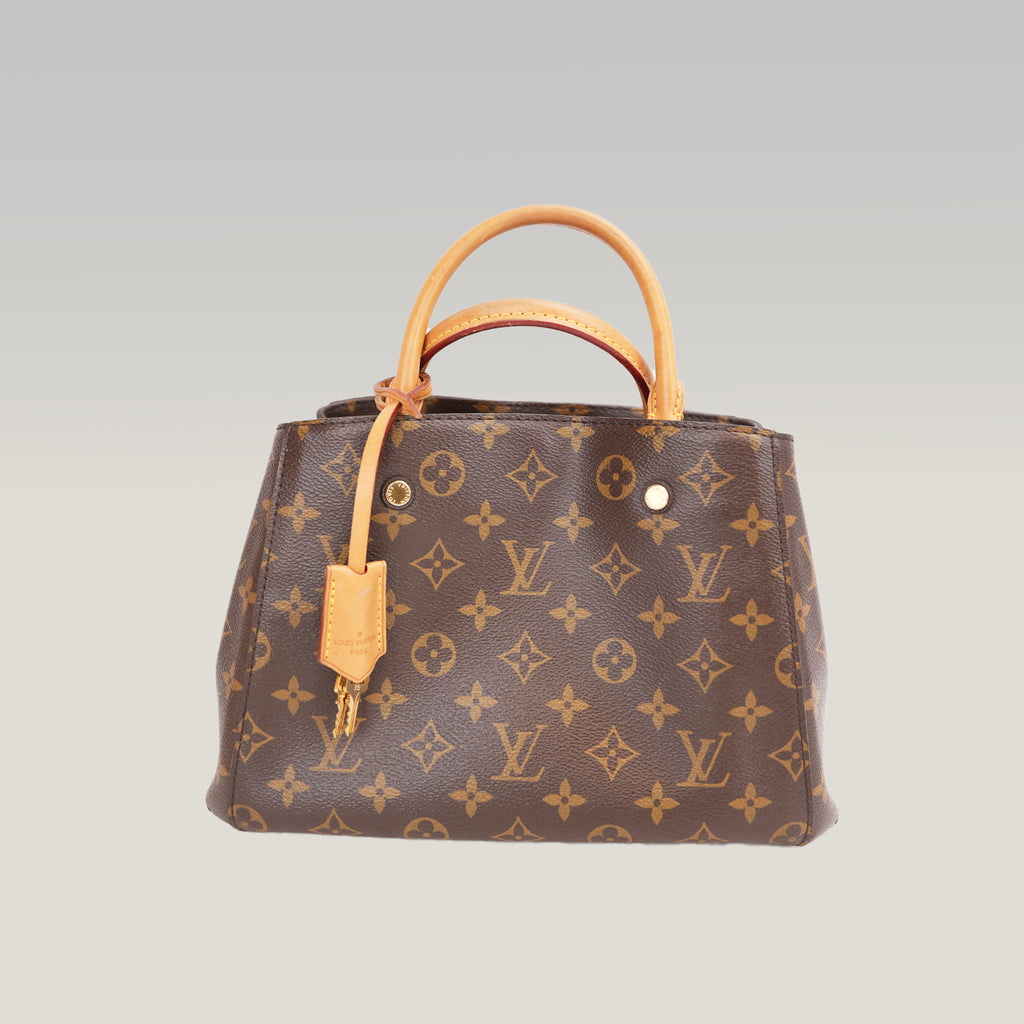 Louis Vuitton Montaigne BB Monogram Handbag Brown Coated Canvas & Leather Top Handle Shoulder Bag
