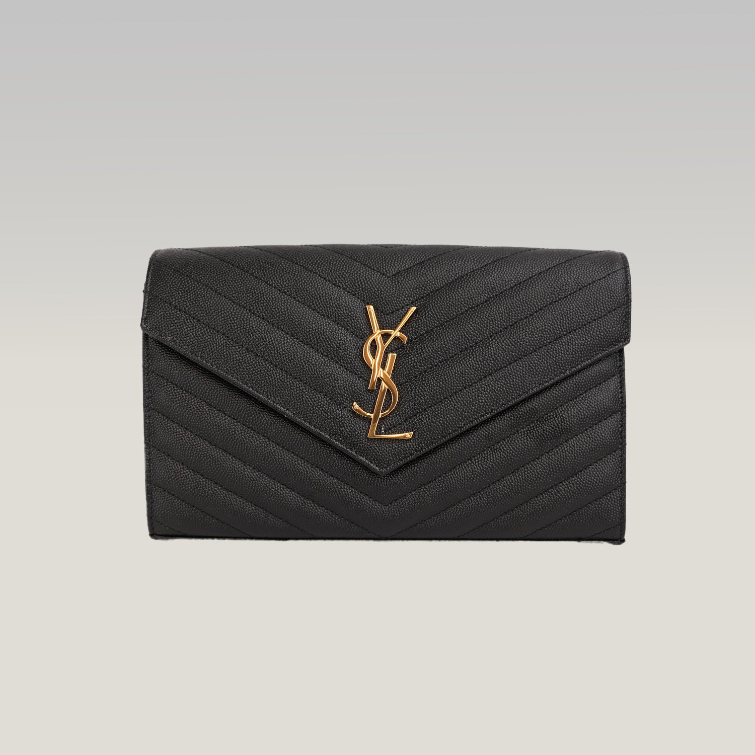 Pochette Saint Laurent Monogram Nera in Pelle Matelassé Chevron con Logo YSL Dorato
