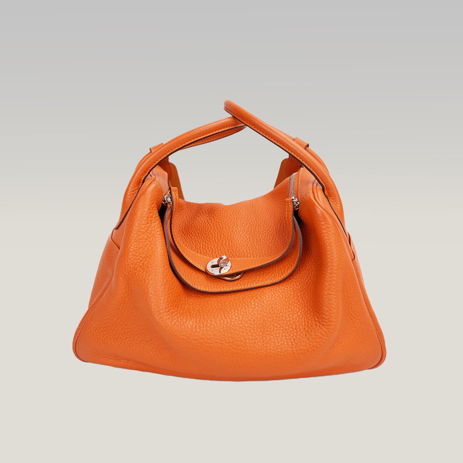 Hermès Lindy 26 Orange Clemence Leather Handbag Top Handle Shoulder Bag