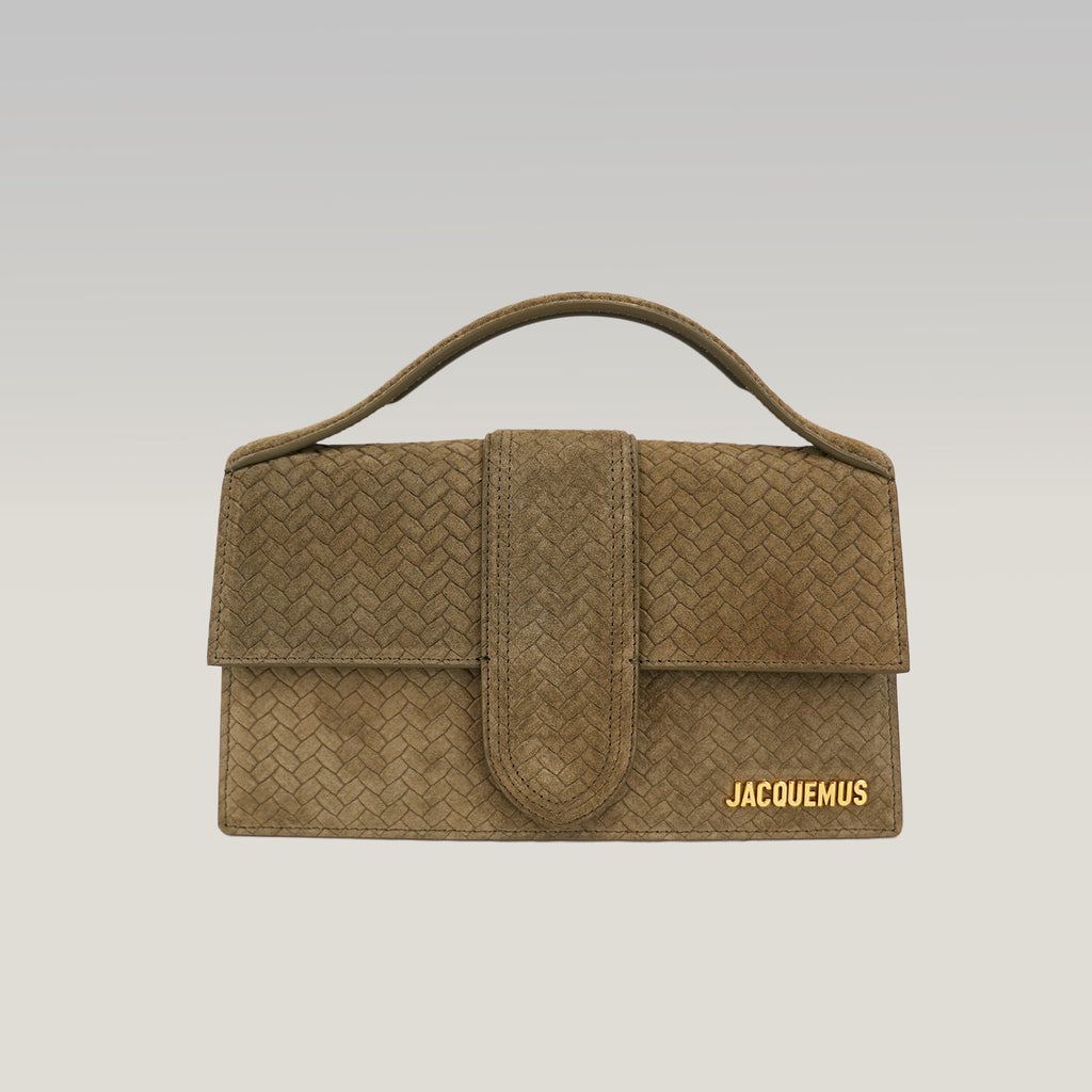 Jacquemus Borsa a Mano in Camoscio Intrecciato Verde Oliva