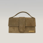 Jacquemus Borsa a Mano in Camoscio Intrecciato Verde Oliva
