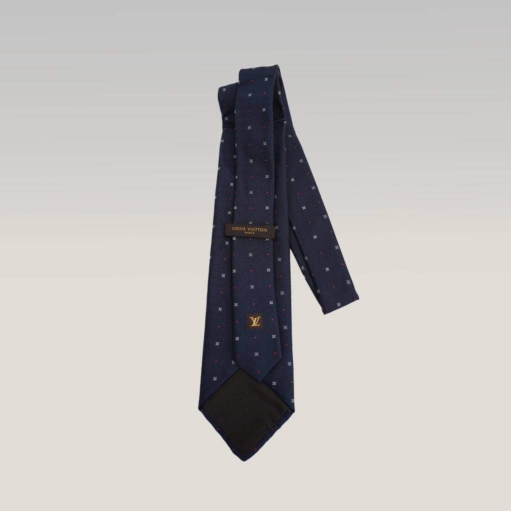 Louis Vuitton Navy Silk Monogram Flower Tie