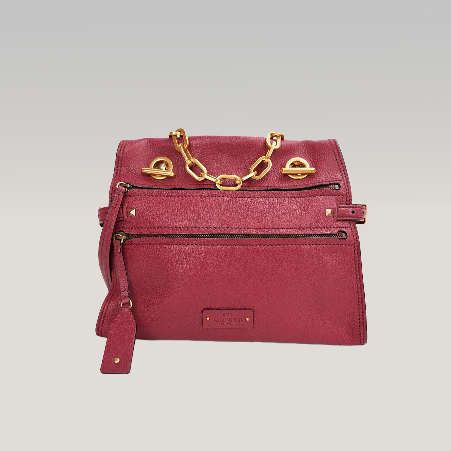 Valentino Garavani Rockstud Chain Shoulder Bag Pink Leather Crossbody Bag